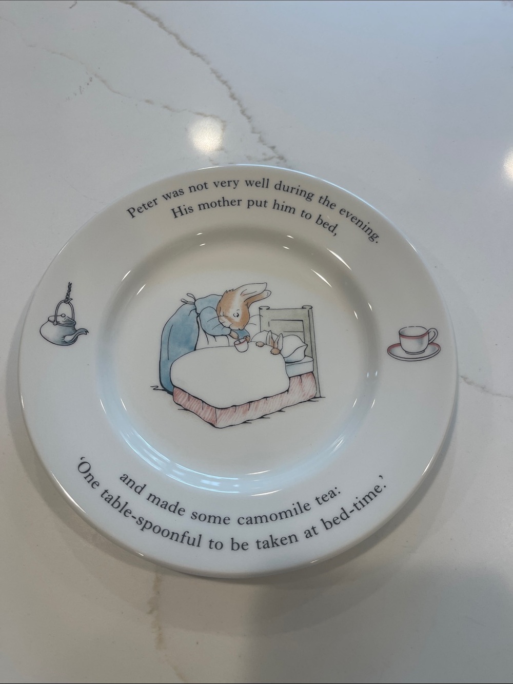 Wedgwood White Children's Peter Rabbit Bedtime Story Plate with Pastel Accents